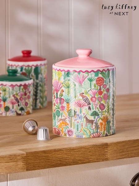 Lucy Tiffney Cream/Pink/Green Large Storage Jar (E19110) | €37