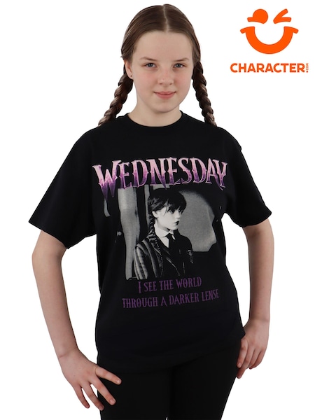 Character Black 100% Cotton Wednesday Addams T-Shirt (E19300) | €14