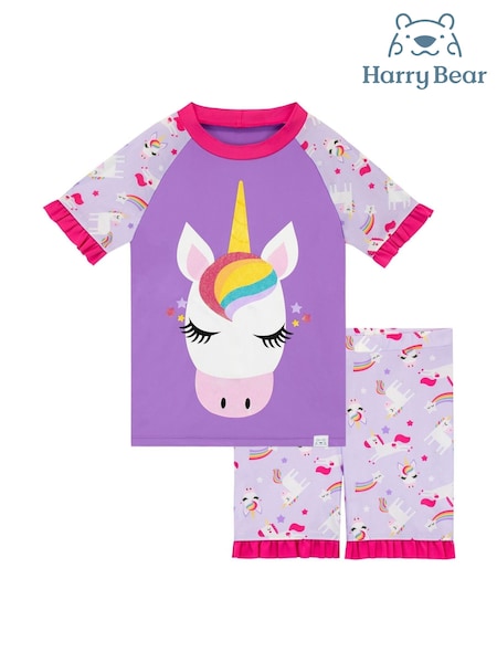 Harry Bear Purple Unicorn Top & Short Swim Set (E19312) | ₪91
