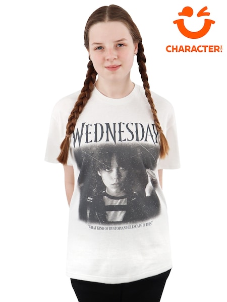 Character White 100% Cotton Wednesday T-Shirt (E19321) | €14