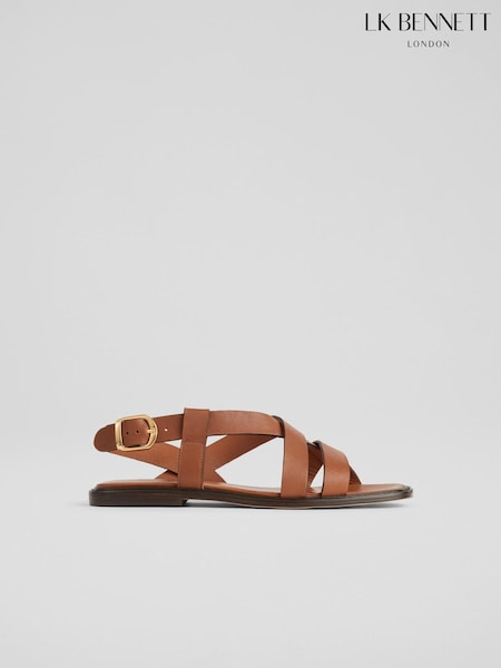Lk Bennett Chocolate Leather Telma Flat Sandals (E19400) | ‏1,001‏₪