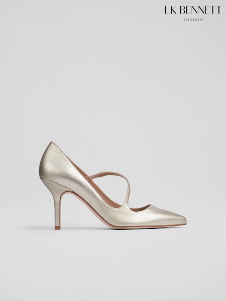LK Bennett Simone Metallic Leather Asymmetric Strap Courts (E19404) | 1,249 LEI