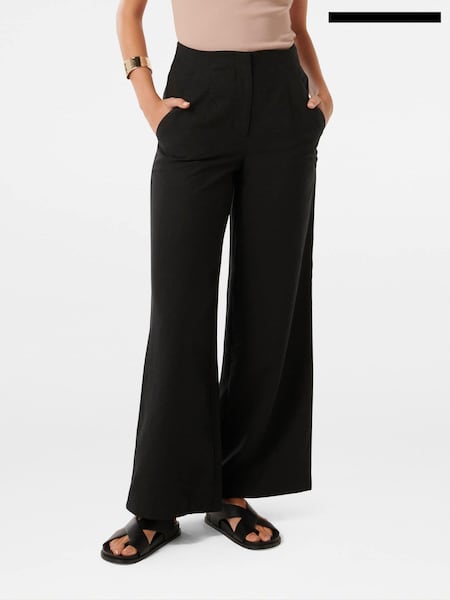 Forever New Black Mona Wide Leg Pants with a touch of Linen (E19521) | €38