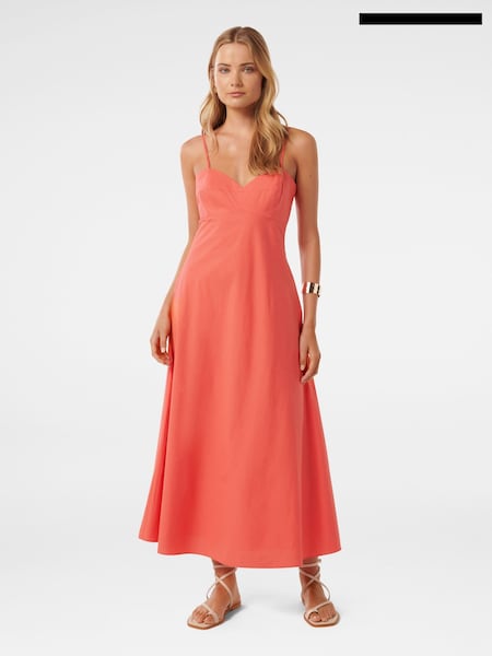 Forever New Orange Jayda Back Lacing 100% Cotton Midi Dress (E19522) | €51