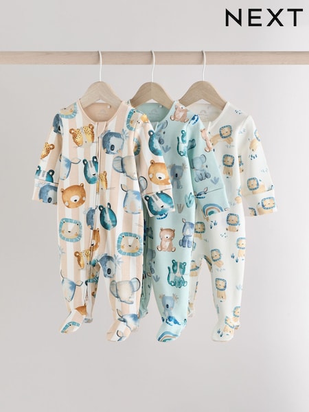 Azul - Two Way Zip Baby Sleepsuits 3 Pack (0mths-2yrs) (E19557) | 26 € - 29 €