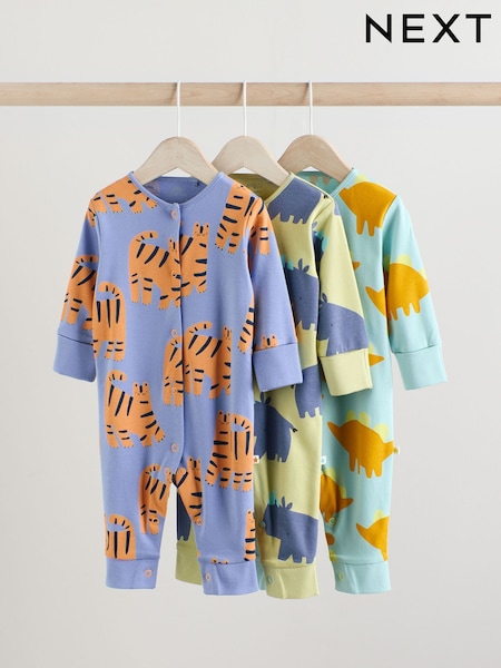 Azul/Verde - Baby Footless Sleepsuits 3 Pack (0mths-3yrs) (E19559) | 26 € - 29 €