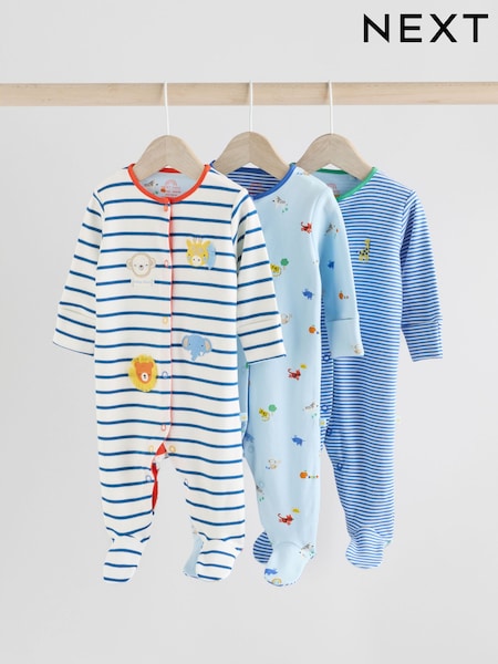 Blau - Baby Embroidered Sleepsuits 3 Pack (E19562) | 28 € - 31 €