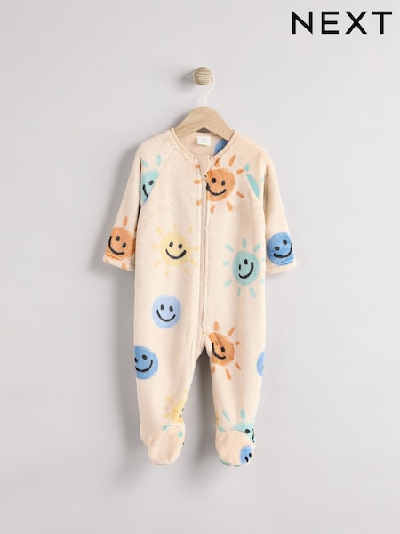 Beige Baby Zip Fleece Sleepsuit (E19574) | €12 - €14