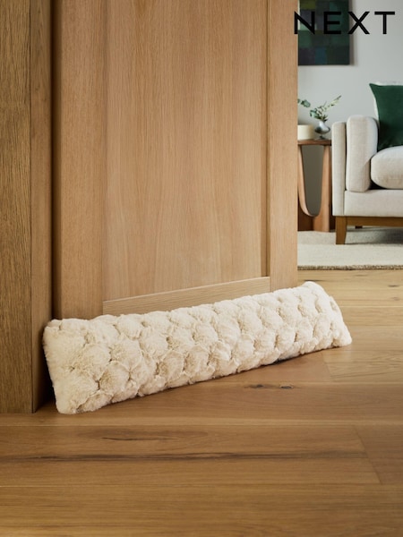 Natural Luna Scallop Plush Faux Fur Draught Excluder (E19617) | €23.50