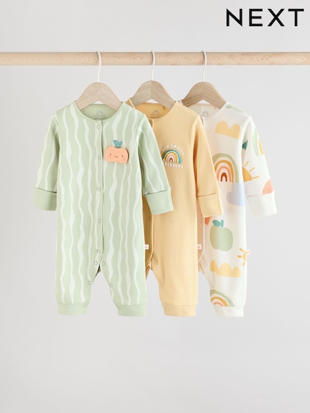 Multi Rainbow Baby Footless Sleepsuits 3 Pack (0mths-3yrs) (E19696) | €12 - €12.50
