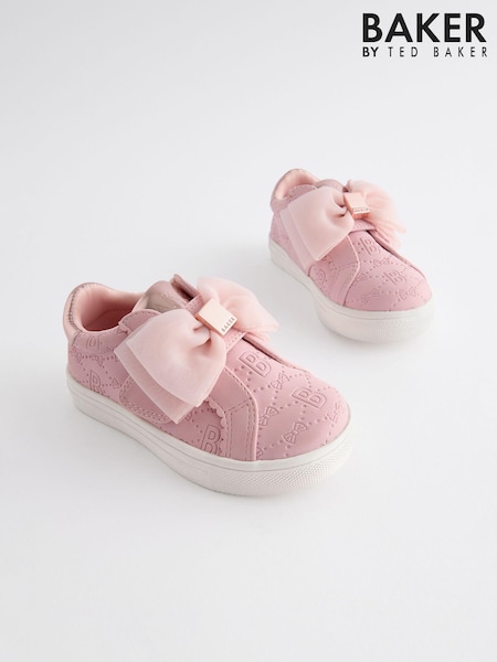 Roz - Pantofi sport cu fundă din organza Baker by Ted Baker pentru fete (E19712) | 298 LEI