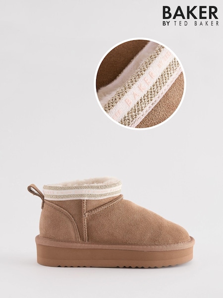 Baker by Ted Baker Girls Cosy Boot Tan Brown Slippers (E19715) | 40 € - 42 €