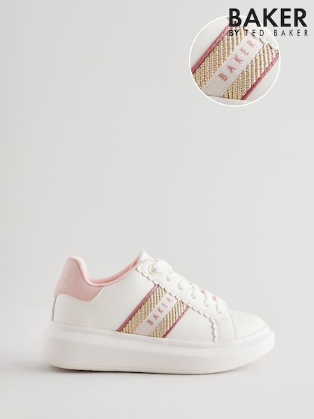 Белый - Baker by Ted Baker Girls Chunky Tape White Trainers (E19717) | €56 - €58