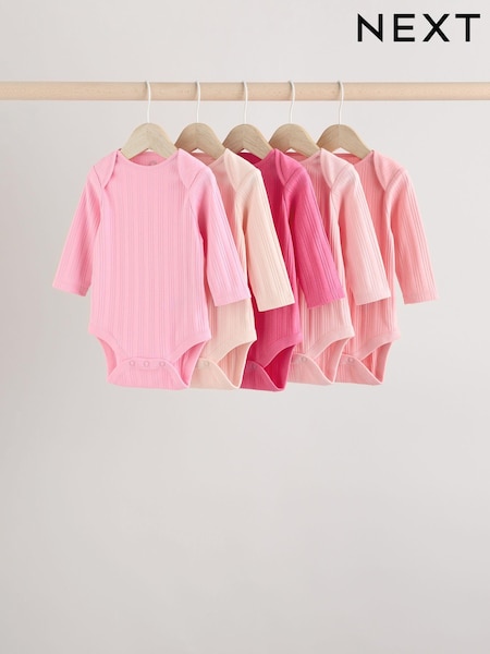 Rosa - Baby Long Sleeve 100% Cotton Ribbed Bodysuits 5 Pack (E19738) | 21 € - 24 €