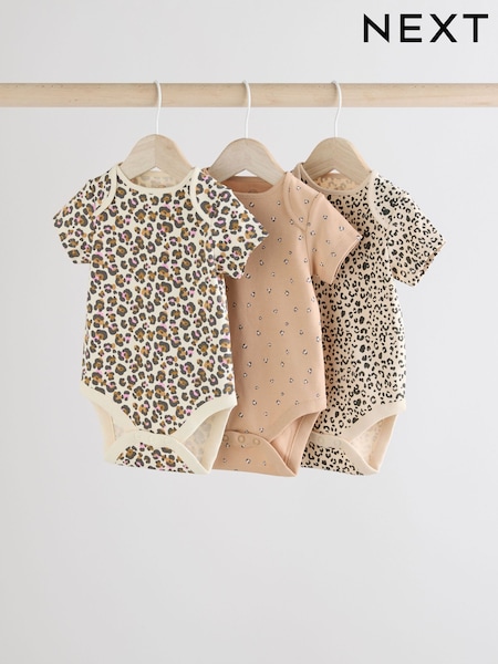 Braun, Tierfellmuster - Short Sleeve 100% Cotton Baby Bodysuits 3 Pack (E19748) | 16 € - 18 €