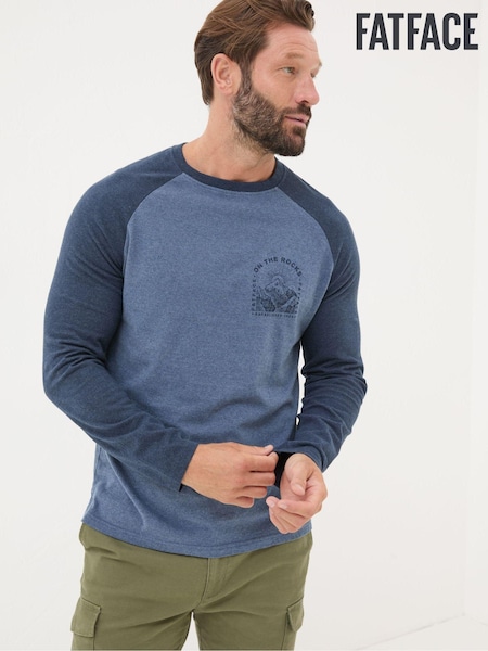 FatFace Dusky Blue On The Rocks Raglan 100% Cotton T-Shirt (E19785) | €23.50