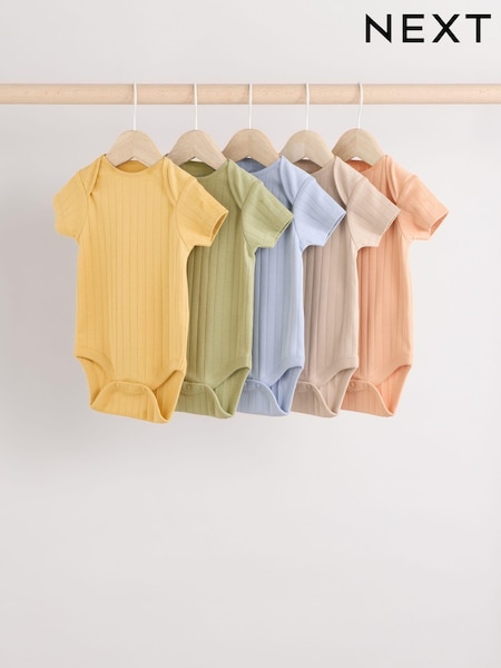 Multi Baby Short Sleeve Bodysuits 5 Pack (E19797) | AED49 - AED56