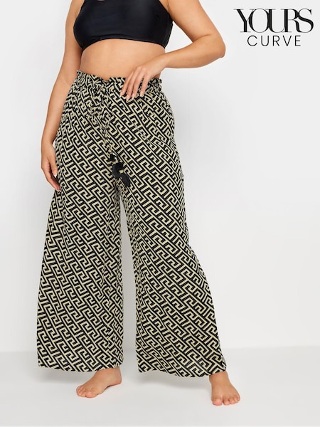 Yours Curve Black Geometric Print Tassel Trousers (E19838) | €31