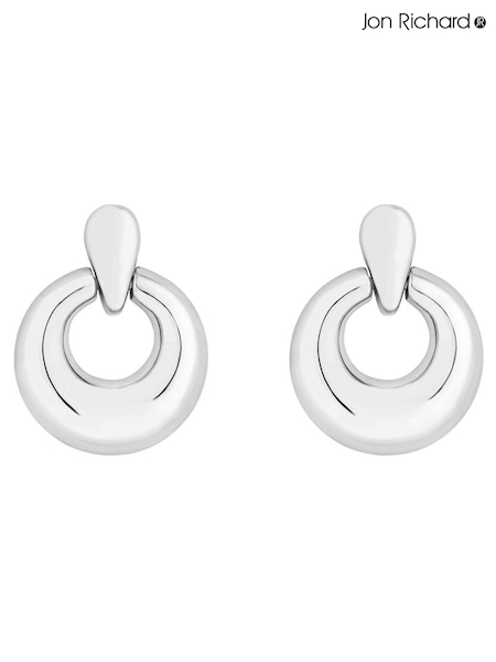 Jon Richard Silver Tone Door Knocker Earrings (E19850) | AED52