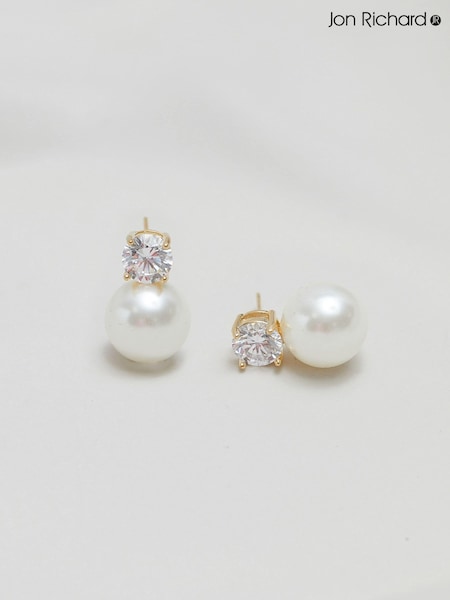 Jon Richard Gold Tone Crystal and Pearl Earrings (E19854) | €22.50