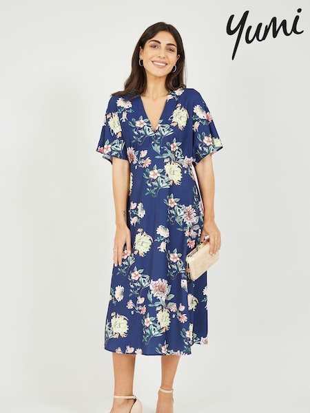 Yumi Blue Yumi Blue Floral Blossom Print Kimono Dress (E21125) | € 39