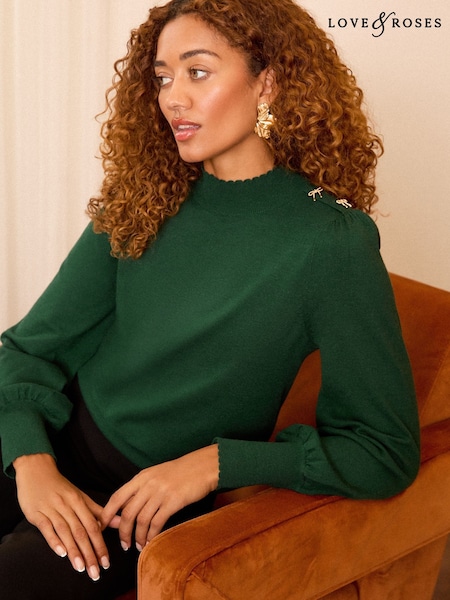 Love & Roses Fine Gauge High Neck Jumper (E21199) | 150 LEI