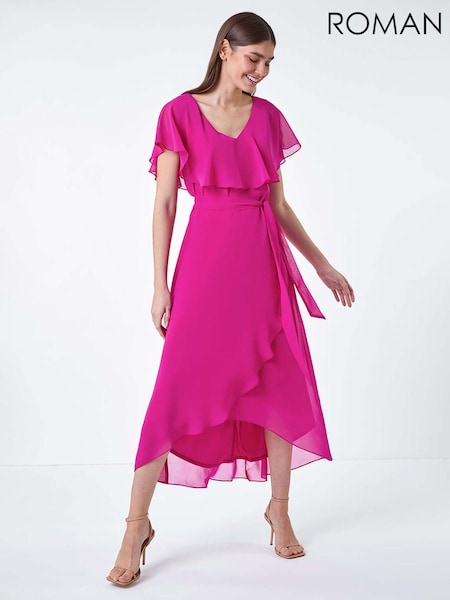 Roman Plain Chiffon Midi Wrap Dress (E21227) | 50 €