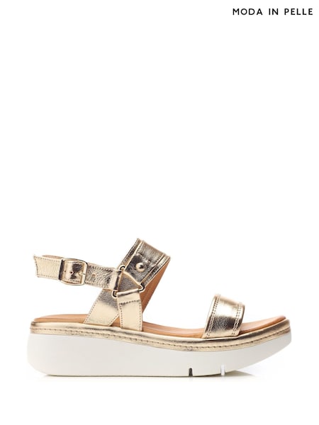 Moda in Pelle Tone Nelly Two Part Flexi Ring Hardware Wedge Sandals (E21255) | €46