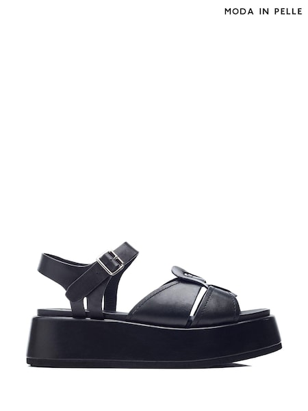 Moda in Pelle Black Pippaa Weave Vamp Flatform Wedges (E21258) | €63