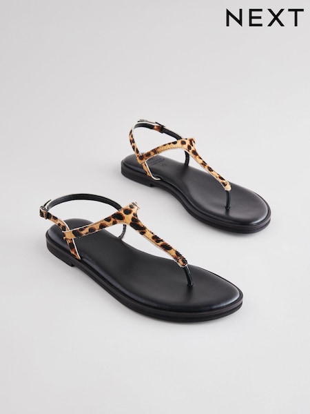 Leopard Forever Comfort® Standard/Wide Fit Toe Thong Leather Sandals (E21433) | R$ 340