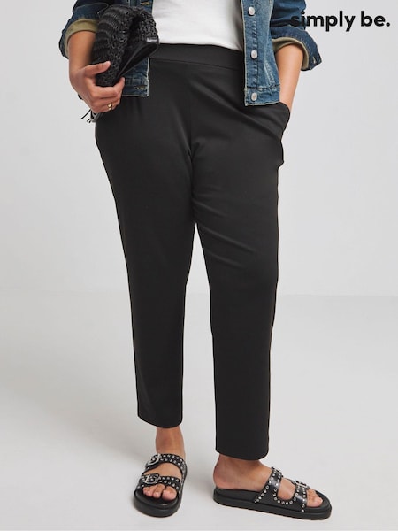 Simply Be Black Ponte Tapered Trousers (E21434) | AED87