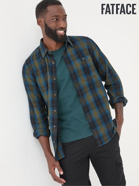 FatFace Blue Long Sleeve Kent Check 100% Cotton Shirt (E21444) | €39.50