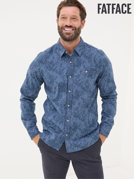 FatFace Blue Long Sleeve Leaf Print 100% Cotton Shirt (E21448) | €39.50