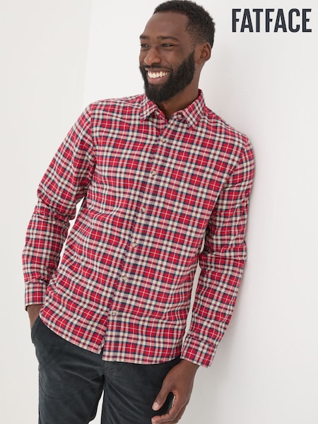 FatFace Red Long Sleeve Otley Check 100% Cotton Shirt (E21449) | €39.50