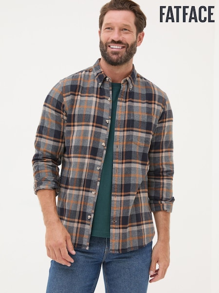 FatFace Grey Long Sleeve Selby Check 100% Cotton Shirt (E21452) | €39.50