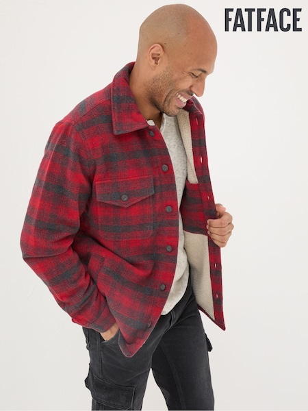 FatFace Dark Red Fjord Check Overshirt (E21454) | €52