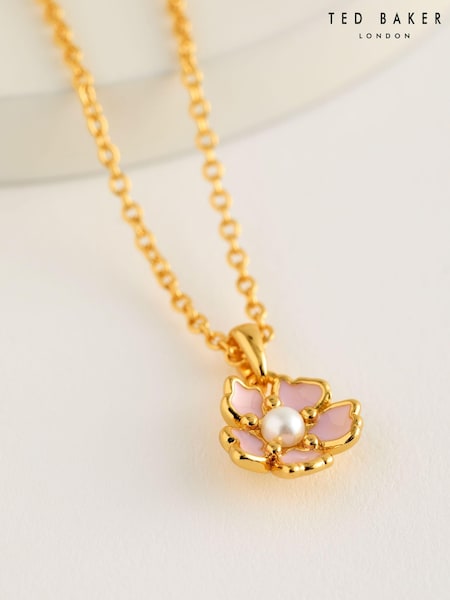 Ted Baker Gold Tone PETIIES: Painted Flower Pendant Necklace (E21656) | AED209