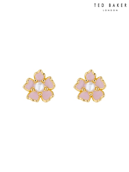 Ted Baker Gold Tone PETI: Painted Flower Stud Earrings (E21657) | AED209