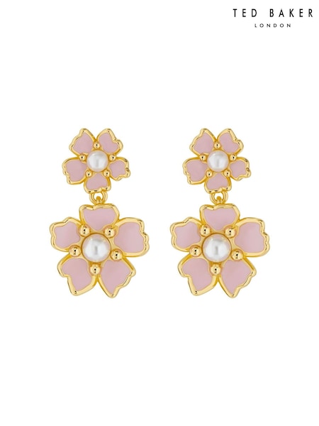 Ted Baker Gold Tone PETTINA: Painted Flower Drop Earrings (E21665) | €51