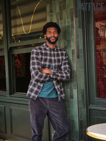 FatFace Dark Teal Long Sleeve Brent Check 100% Cotton Shirt (E21756) | €39.50