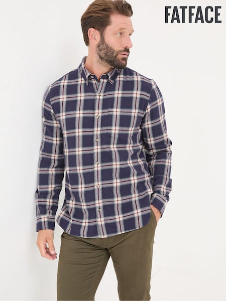 FatFace Purple Long Sleeve Ombre Check 100% Cotton Shirt (E21761) | €39.50