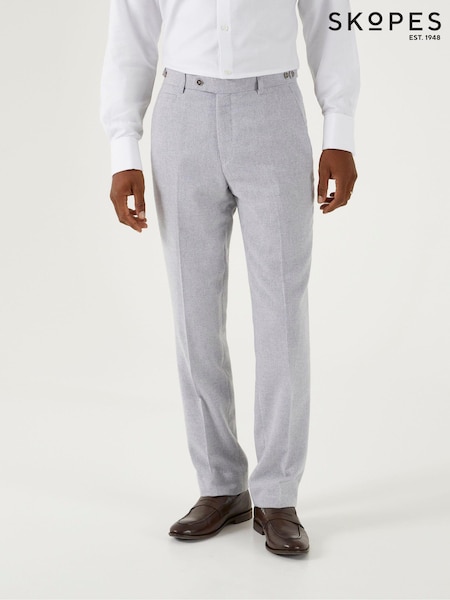 Skopes Light Grey Tailored Fit Jude Tweed Suit: Trousers (E21876) | 366 QAR