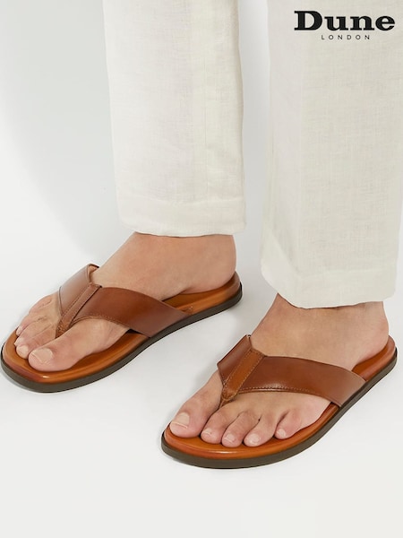 Natural - Dune London Inspires Toe Post Leather Sandals (E22071) | 83 €