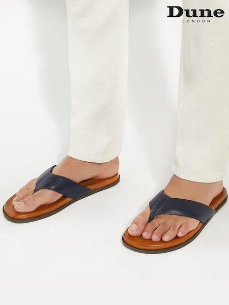 Azul - Dune London Inspires Toe Post Leather Sandals (E22073) | 83 €