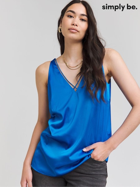 Simply Be Blue Criss Cross Satin Cami (E22077) | €16