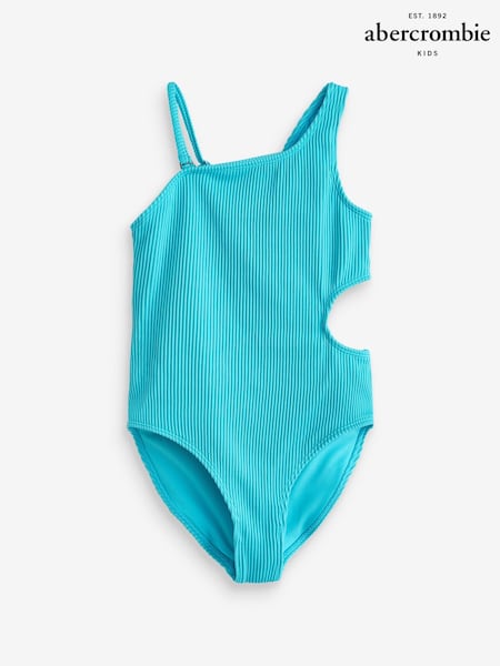 Abercrombie & Fitch Light Blue Asymmetrical Cut Out Swimsuit (E22093) | €13