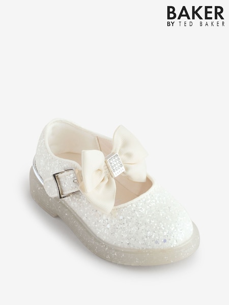 Baker by Ted Baker Girls Silver Mary Jane Shoes with Bow (E22156) | ‏268 ر.س.‏ - ‏281 ر.س.‏