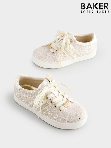 שנהב - Baker By Ted Baker Girls Low Top Trainers With Gum Sole (E22158) | ‏211‏₪ - ‏221‏ ₪