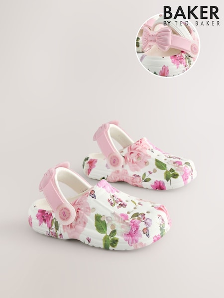 Weiß - Baker By Ted Baker Girls Clogs With Ankle Strap And Bow (E22160) | CHF 42
