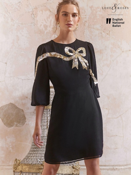 Love & Roses Bow Embellished Mini Dress (E22197) | €43
